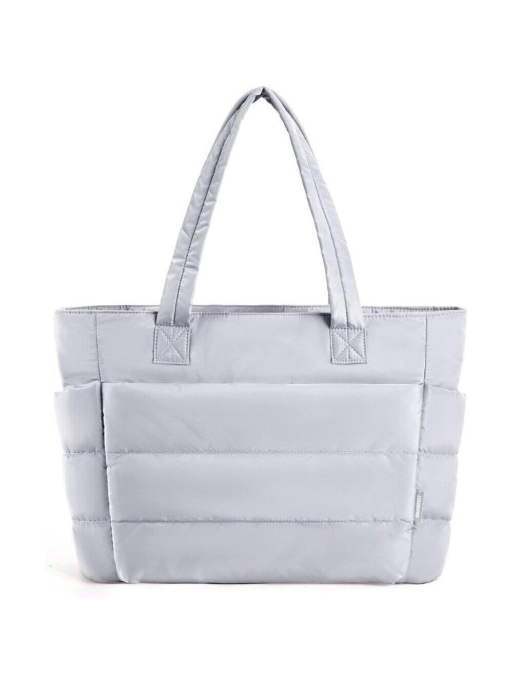 Women Grey Lightweight Puffy Tote Bag for Travel Beach Gym With Multi-pocket